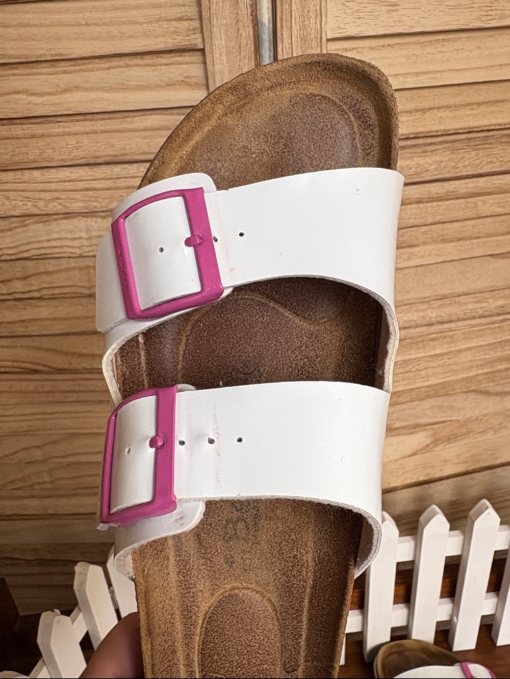 Betula by Birkenstock 42 Patent White Pink Buckle Sandals - Picture 9 of 11